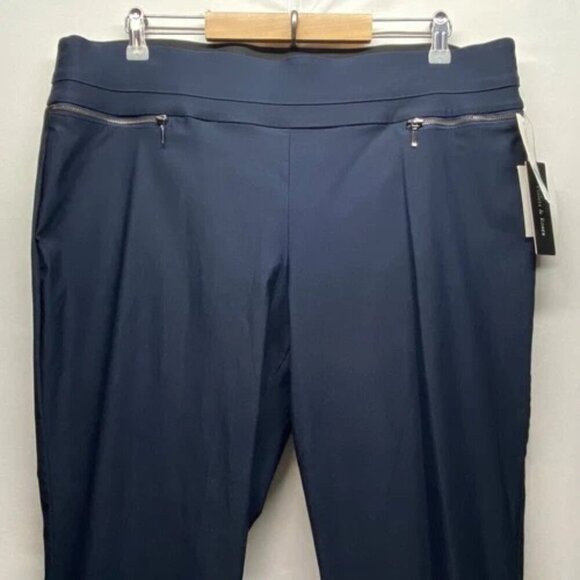 Violets & Roses Pants Women's 18W Navy Ruthy Zipper Bootcut Elastic Waist NWT - Picture 2 of 16